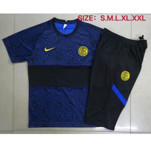 Inter Milan Black Blue Training Kits Capri Pants with Shirt 2020/21